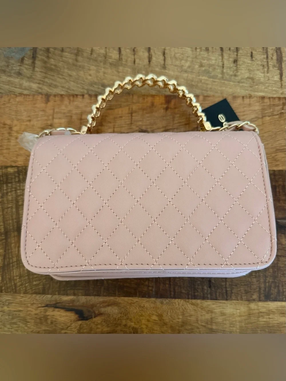 bebe Quilted Blush Pink Chain-Handle Shoulder Bag NWT